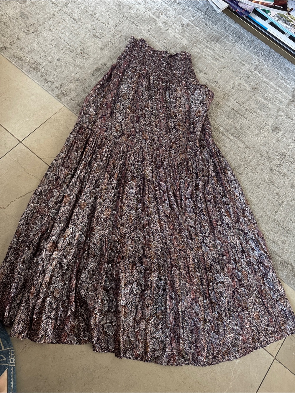 Pinko Printed Smocked Maxi Skirt - Brown & Black Mix